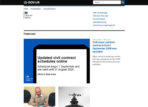 Screenshot of the Legal Aid Agency website